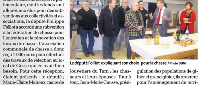 Philippe FOLLIOT inaugure le relais de chasse de Fréjairolles Philippe FOLLIOT inaugure le relais de chasse de Fréjairolles