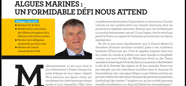 Tribune pour la Revue du Trombinoscope « Algues marines : un formidable défi nous attend »