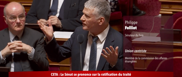 Philippe Folliot prend la parole en séance publique pour réaffirmer sa position sur le CETA : « il est nécessaire de comparer les importations avec les exportations réalisées et d&rsquo;avoir une vue d&rsquo;ensemble »