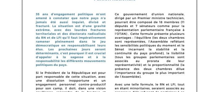 Communiqué de presse : appel à l&rsquo;unité nationale